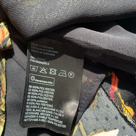 SOLD - H&M Floral Bird Midi Silky Black Dress - Picture 4 of 10